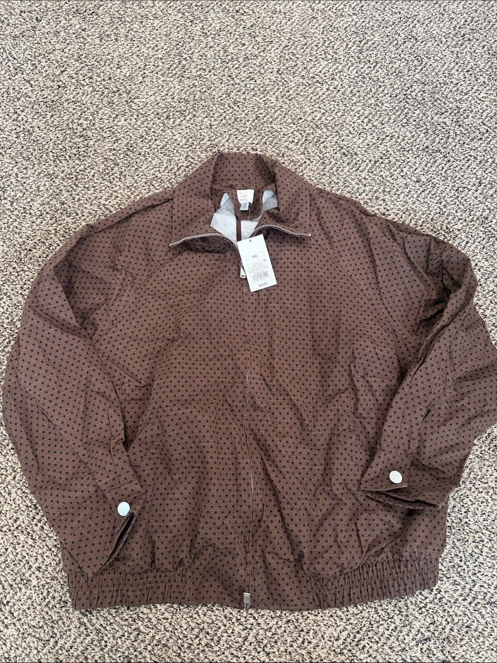 Women’s a new day Brown and black polka dot Lightweight mock neck bomber